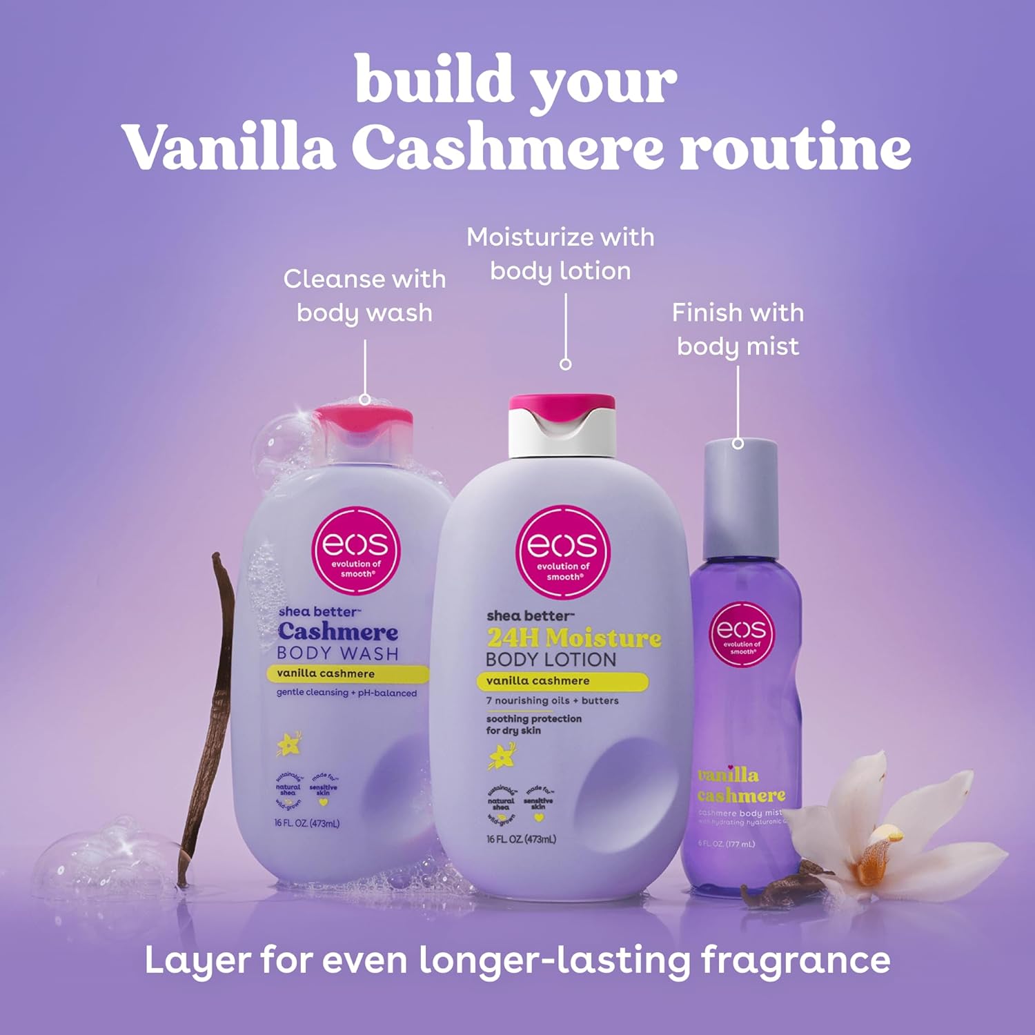 EOS Shea Better Body Lotion Vanilla Cashmere, 24-Hour Moisture Skin Care